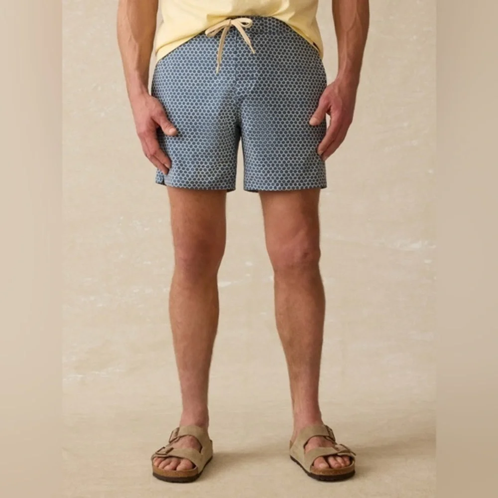 Faherty Classic Boardshort Mens 32 Blue Fish Scale All Over Print